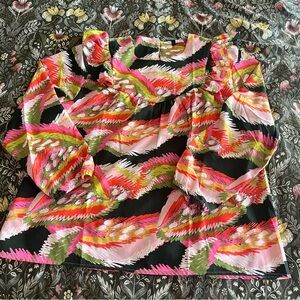 Michelle McDowell Green and Pink Long Sleeve Top